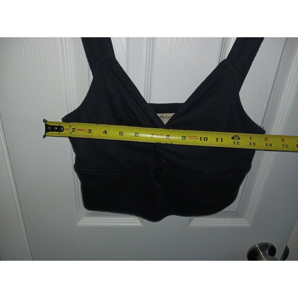 MADEWELL Women's Crop Tank Top Large Black Cutout Knot-Front Cotton‎ NJ776 Sp23 - Picture 7 of 8